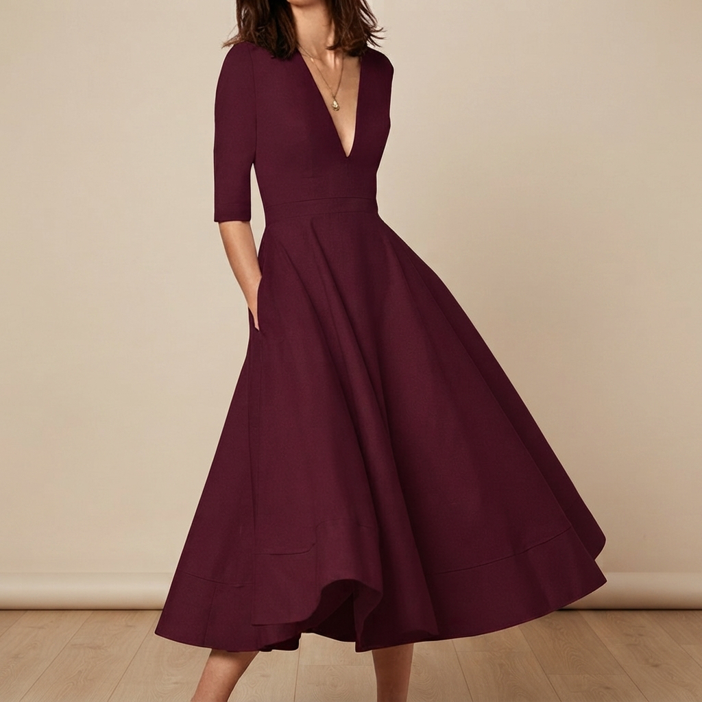 Debbie - Classic V-Neck Dress
