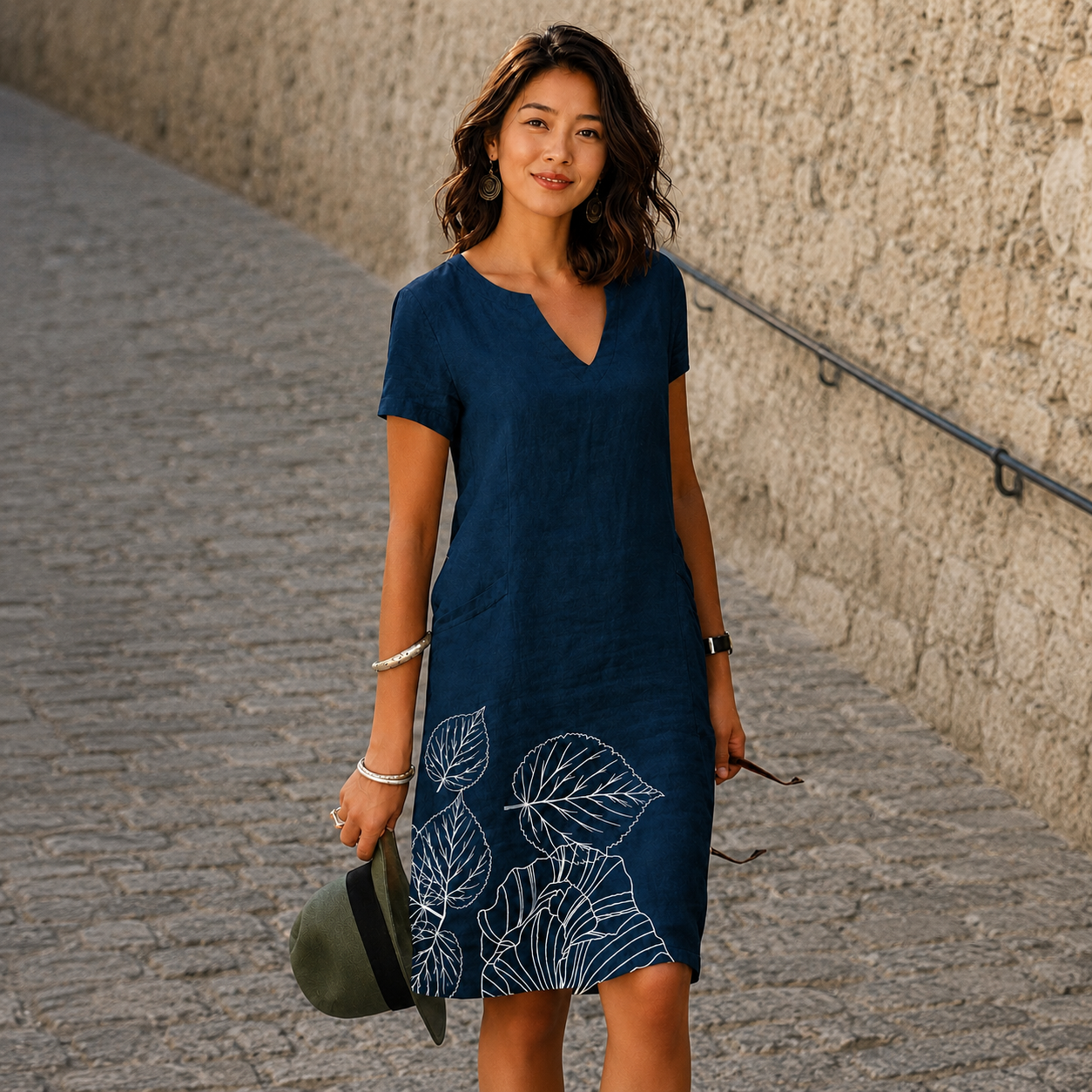 Josette - Relaxed V-Neck Midi Dress