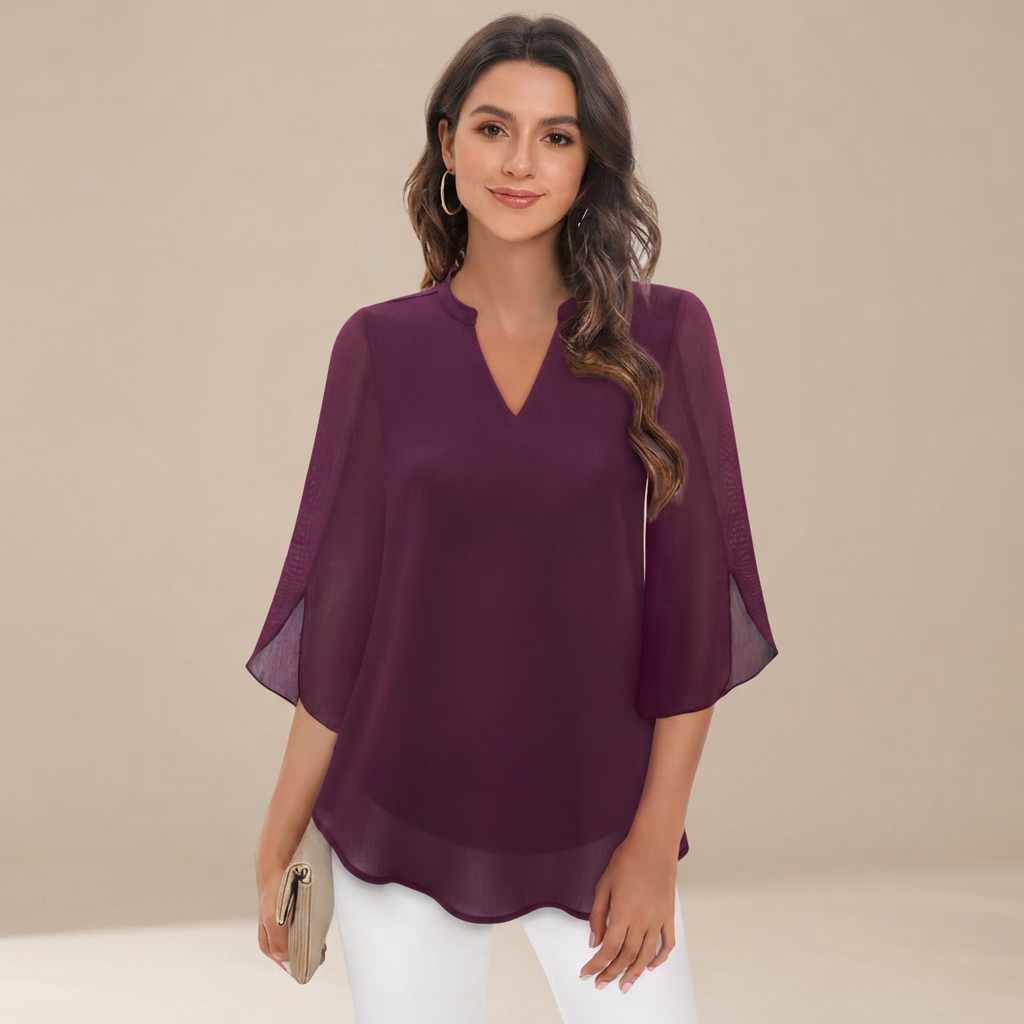 Arsine - Stylish Loose-Fit V-Neck Blouse