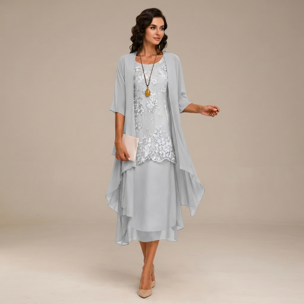 Krystal - Stylish Two-Piece Midi Dress