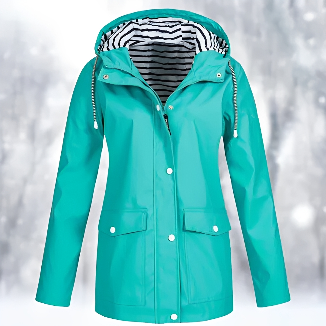 Margaret - Hooded Button Front Raincoat