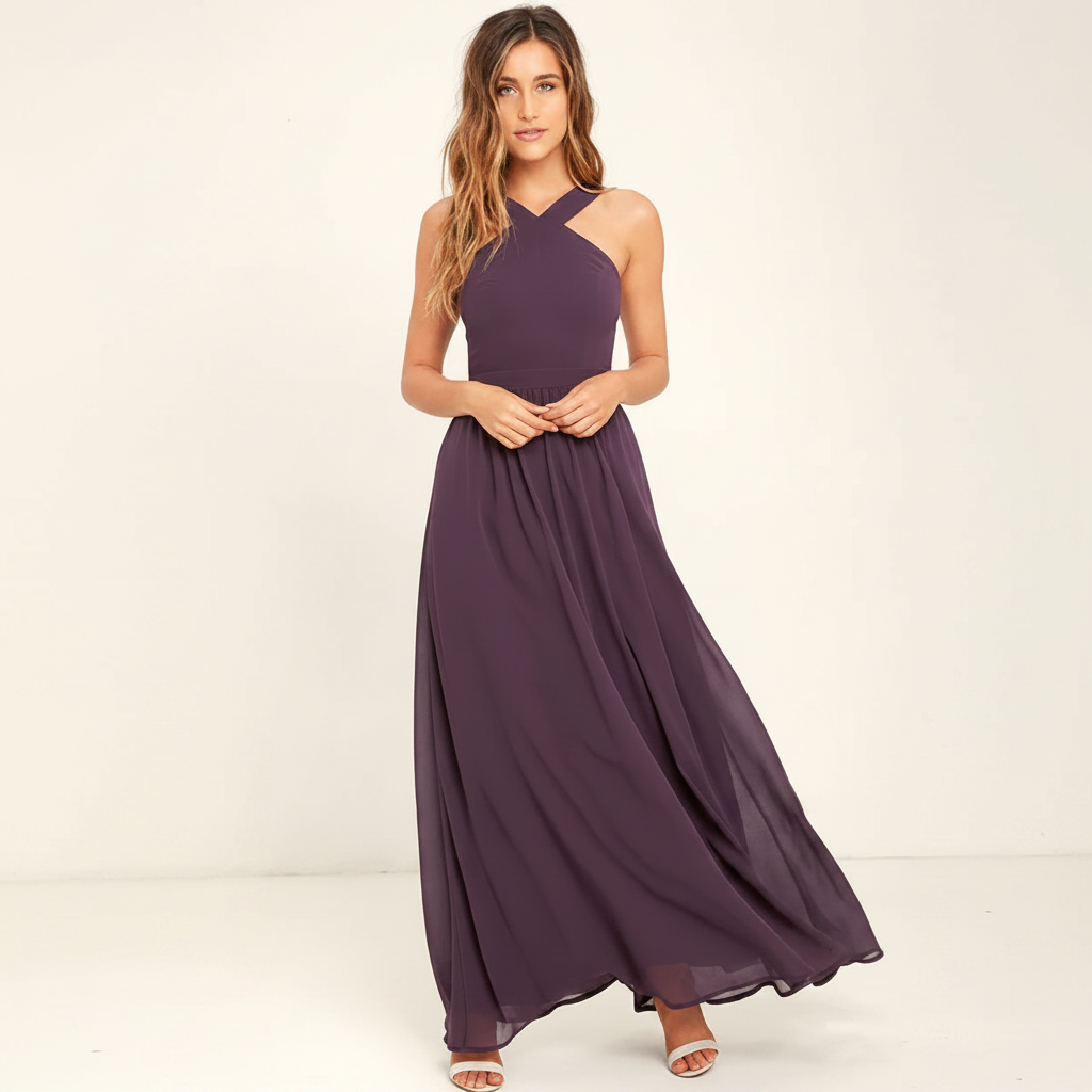 Suzanne - Fashionable Cross-Neck Maxi Dress