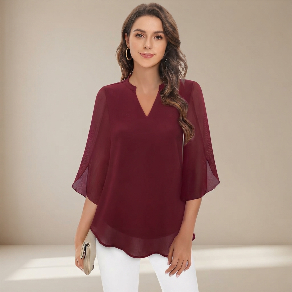 Arsine - Stylish Loose-Fit V-Neck Blouse