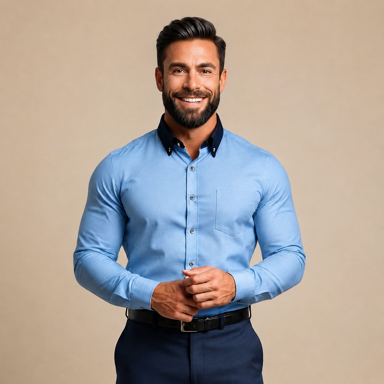 Giovanni - Flexible Long-Sleeve Polo Shirt