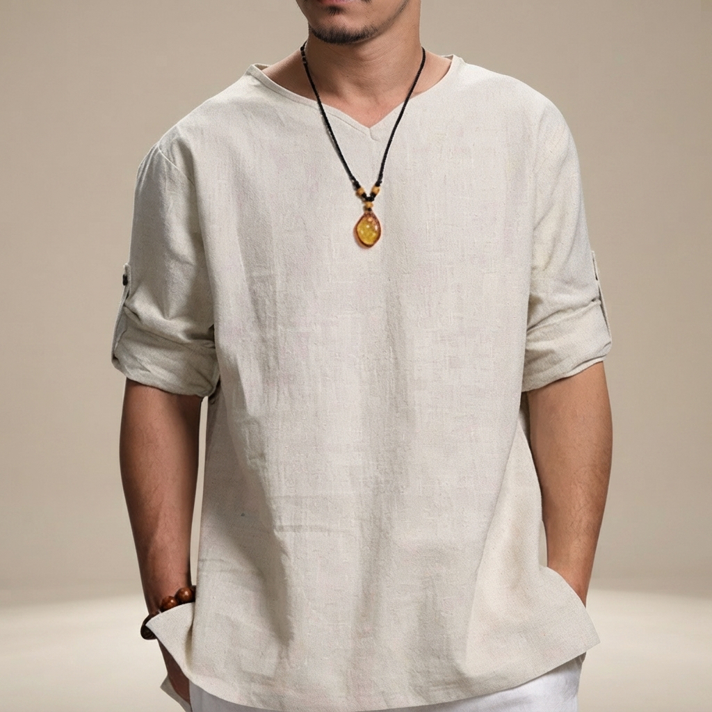 Edwin - Relaxed V-Neck Casual Shirt