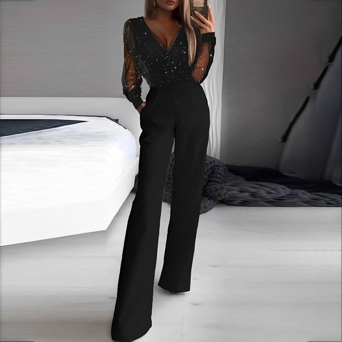 Alissa - Chic Jumpsuit with V-Neck for Women