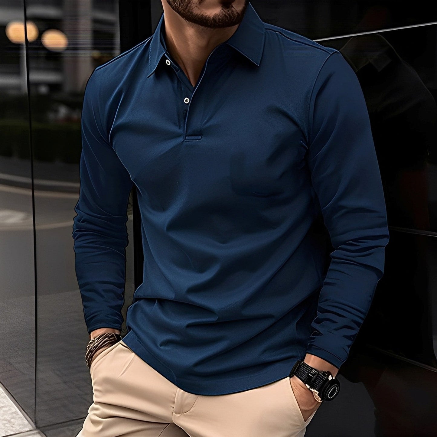 Deacon - Comfy Long-Sleeved Polo Shirt