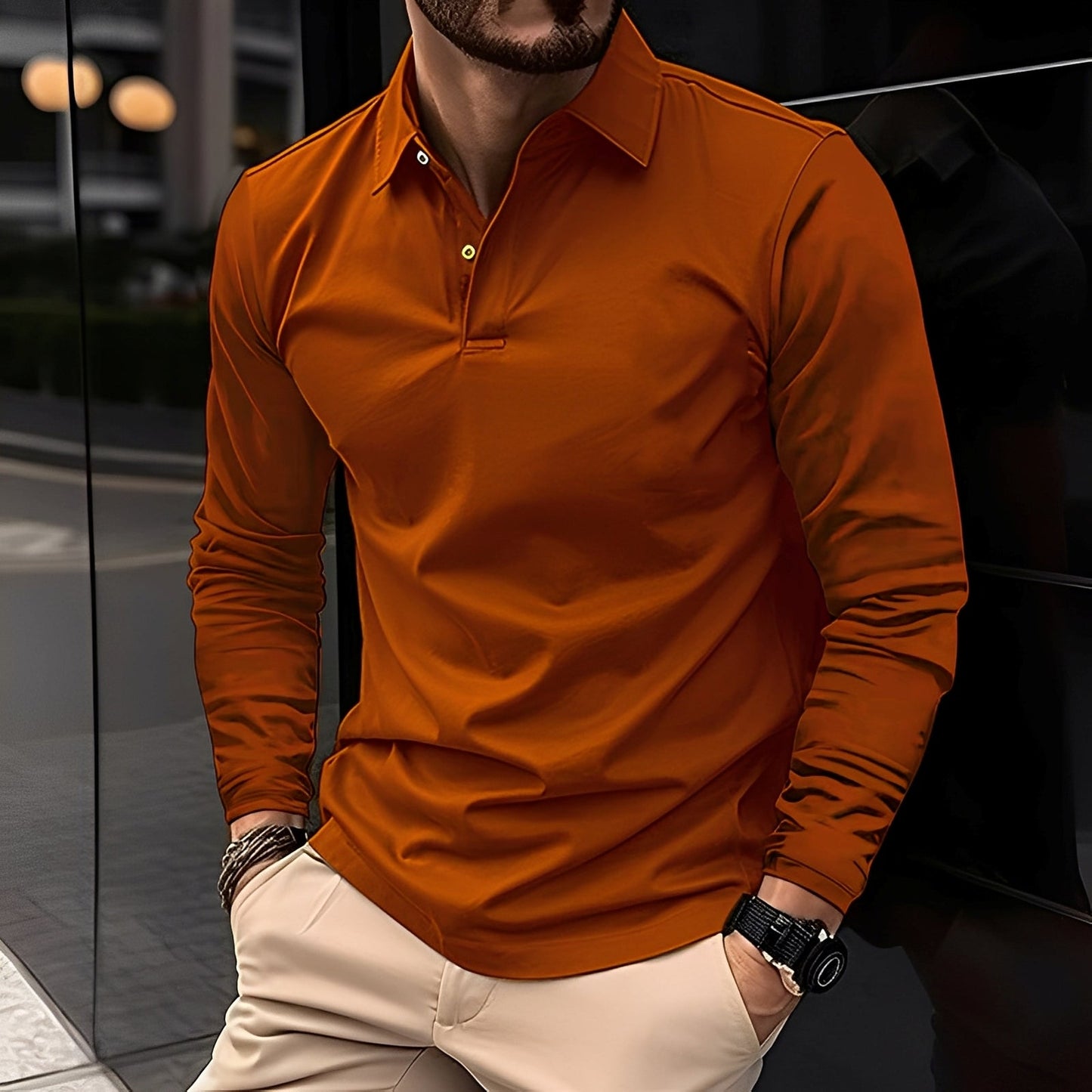 Deacon - Comfy Long-Sleeved Polo Shirt
