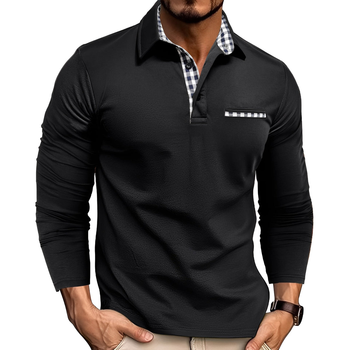 Rupert - Casual long-sleeve polo shirt for men