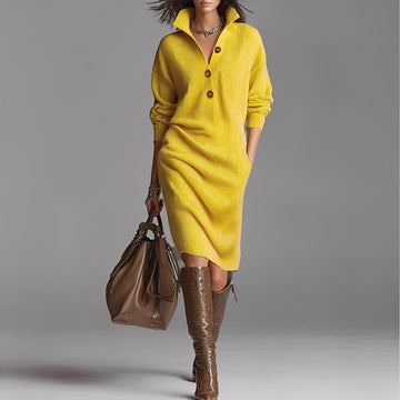 Camryn - Elegant Dress with Buttons and Collar for Women