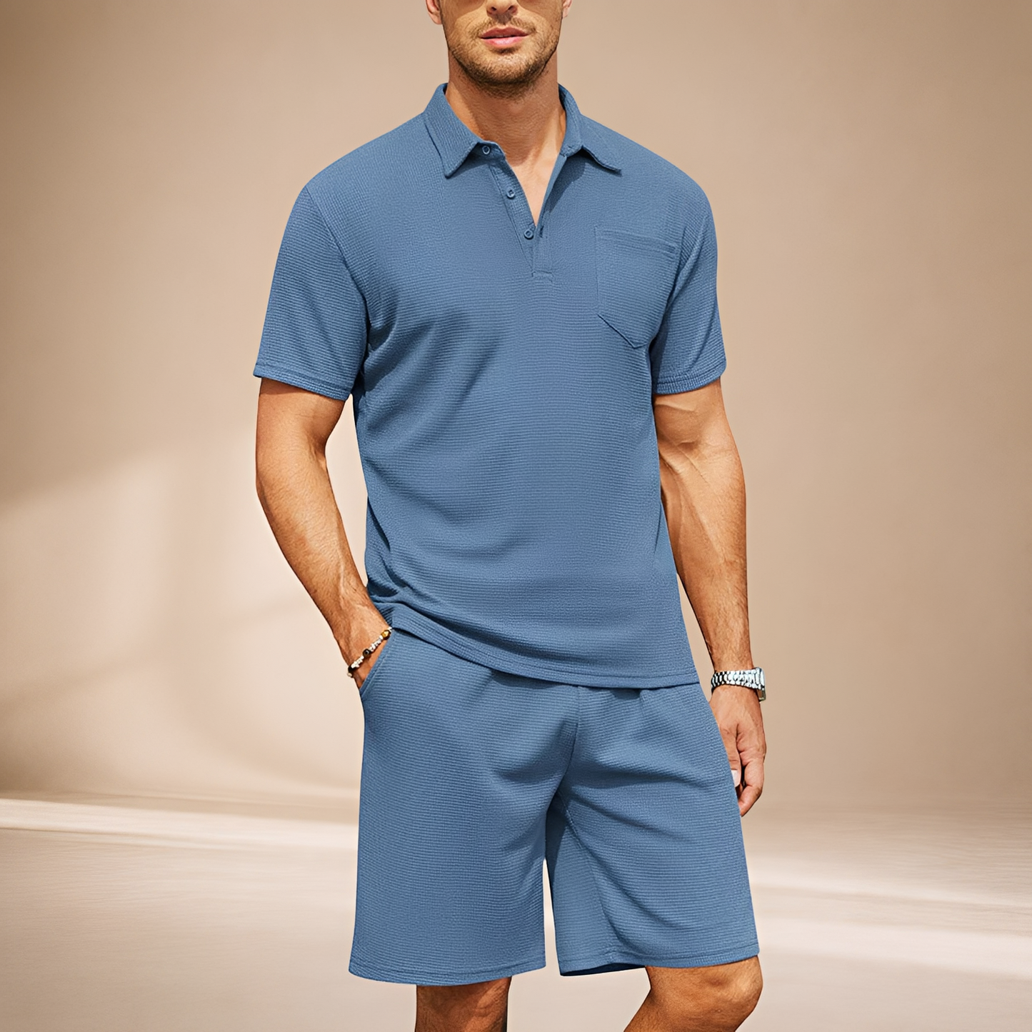 Barry - Casual Waffle Polo Set