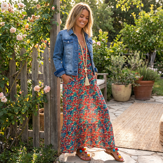 Shalisha - Stylish Bohemian V-Neck Dress