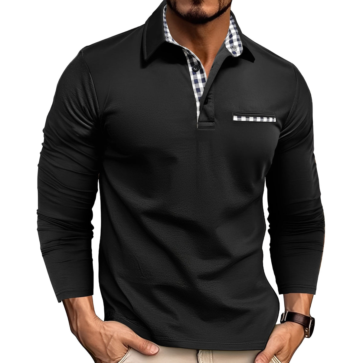 Grover - Casual long-sleeve polo shirt
