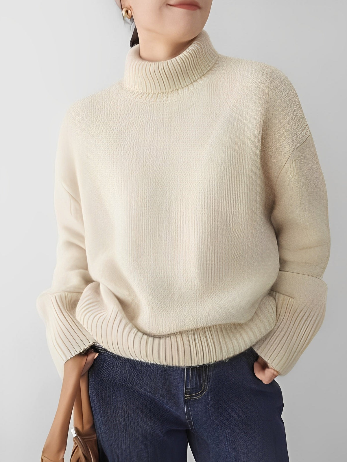 Yvette – Sweater Featuring a High Collar for Women
