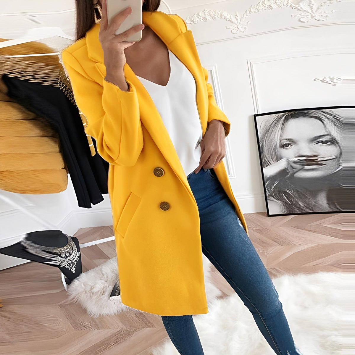 Chantal - Chic Long Winter Coat for Women