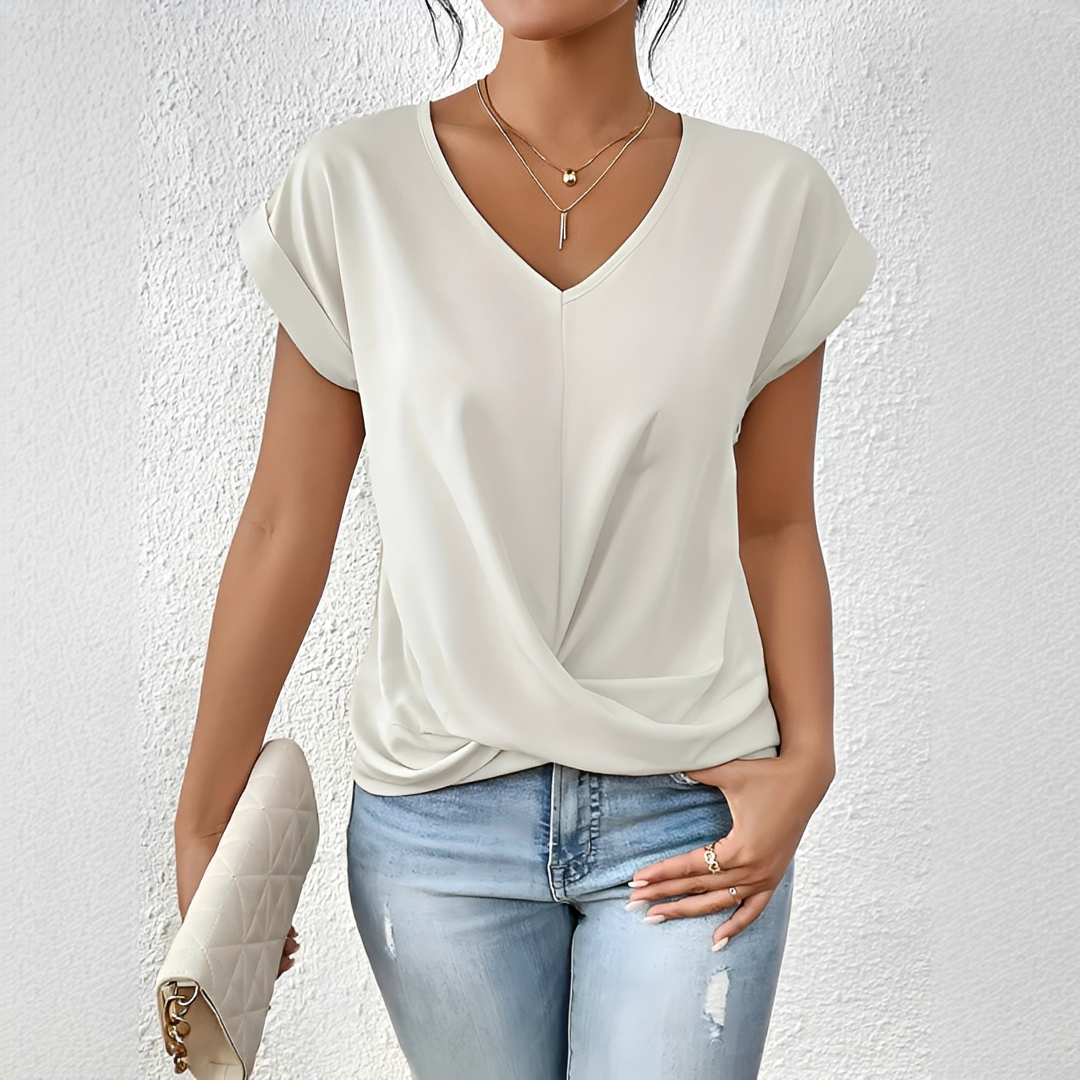 Velanie - Casual V-Neck T-Shirt