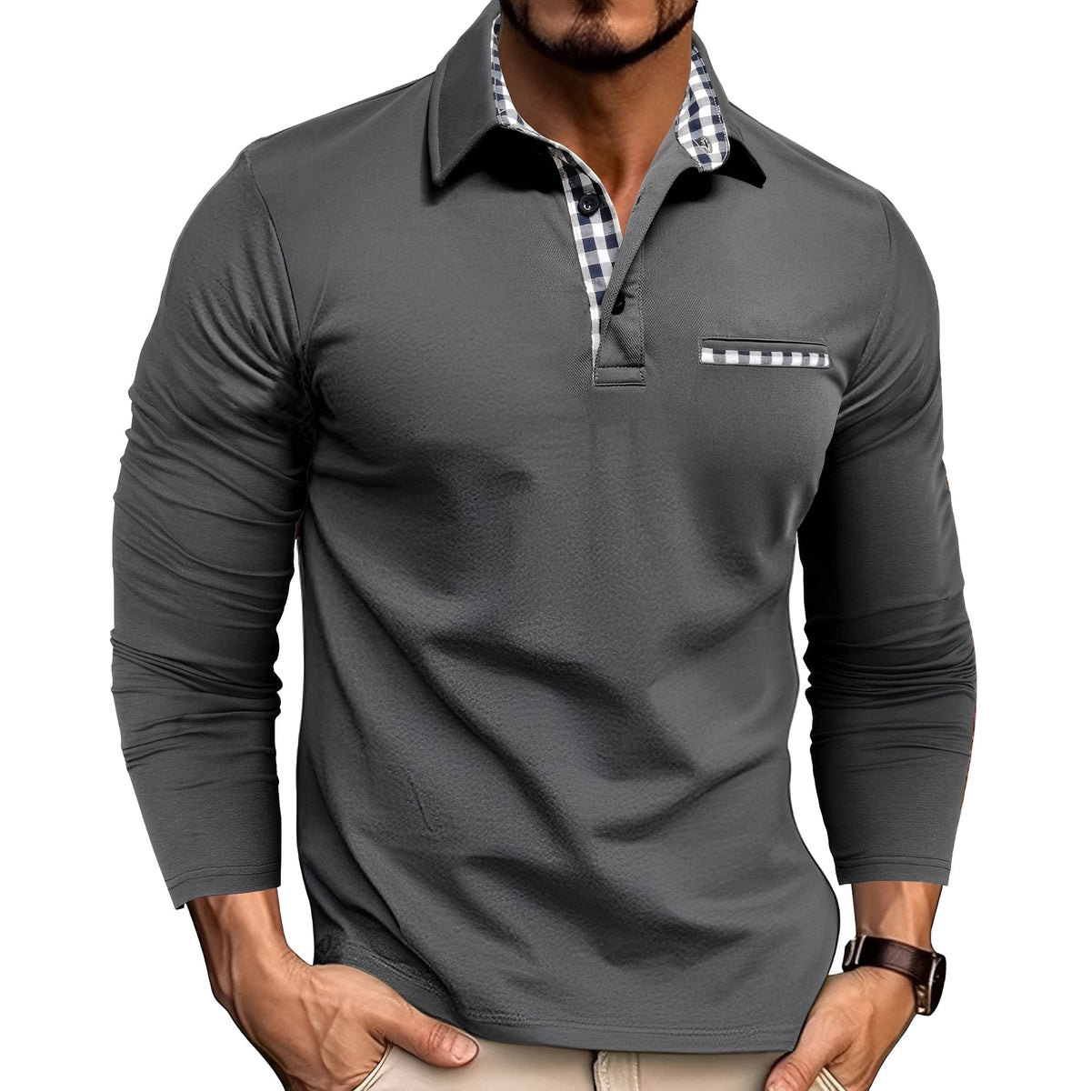 Rupert - Casual long-sleeve polo shirt for men
