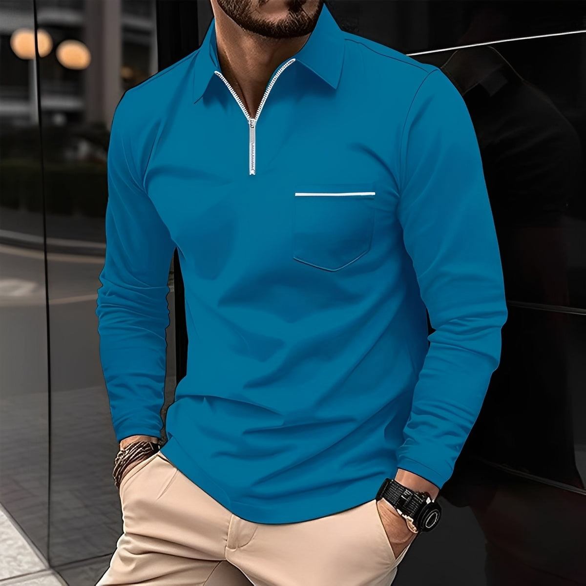 Florent - Stylish Long-Sleeved Polo Shirt