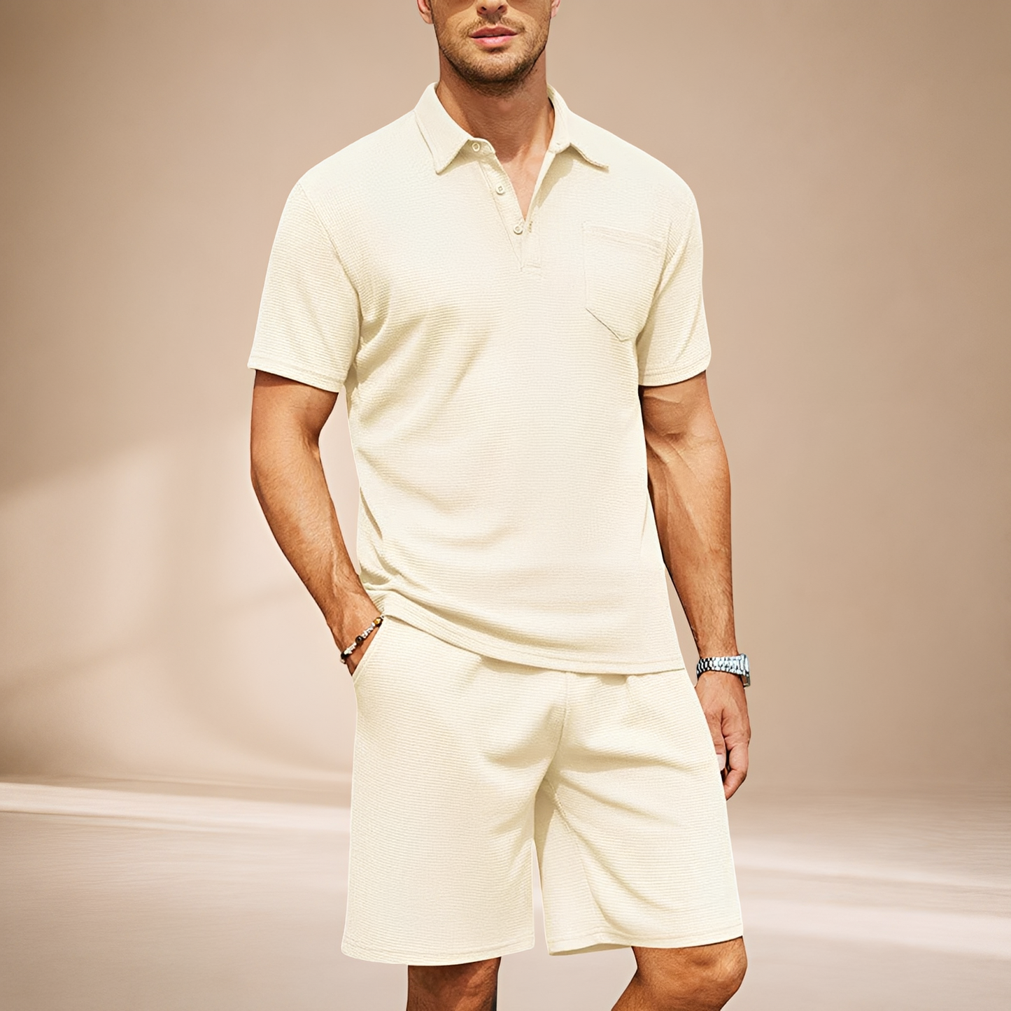 Barry - Casual Waffle Polo Set