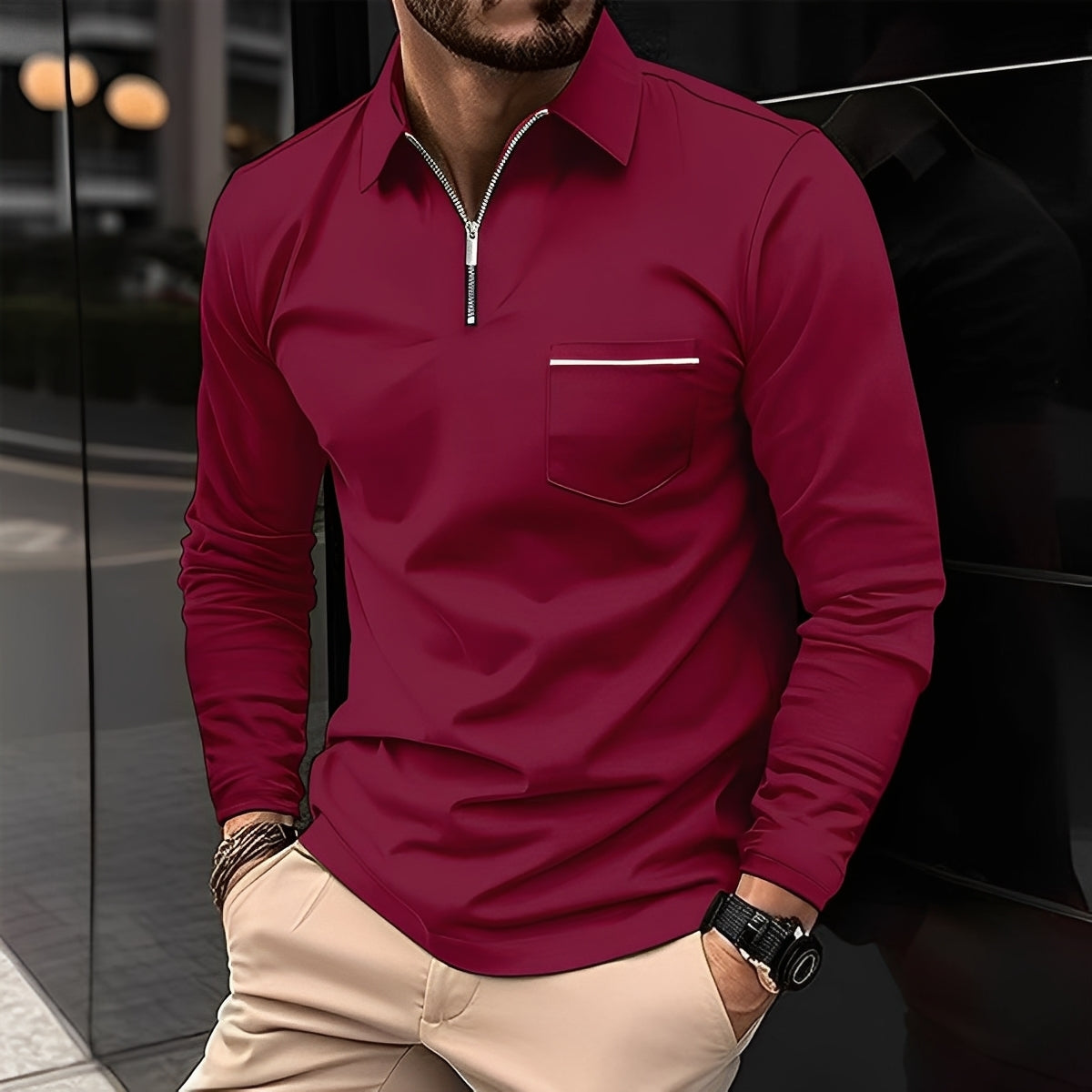 Florent - Stylish Long-Sleeved Polo Shirt