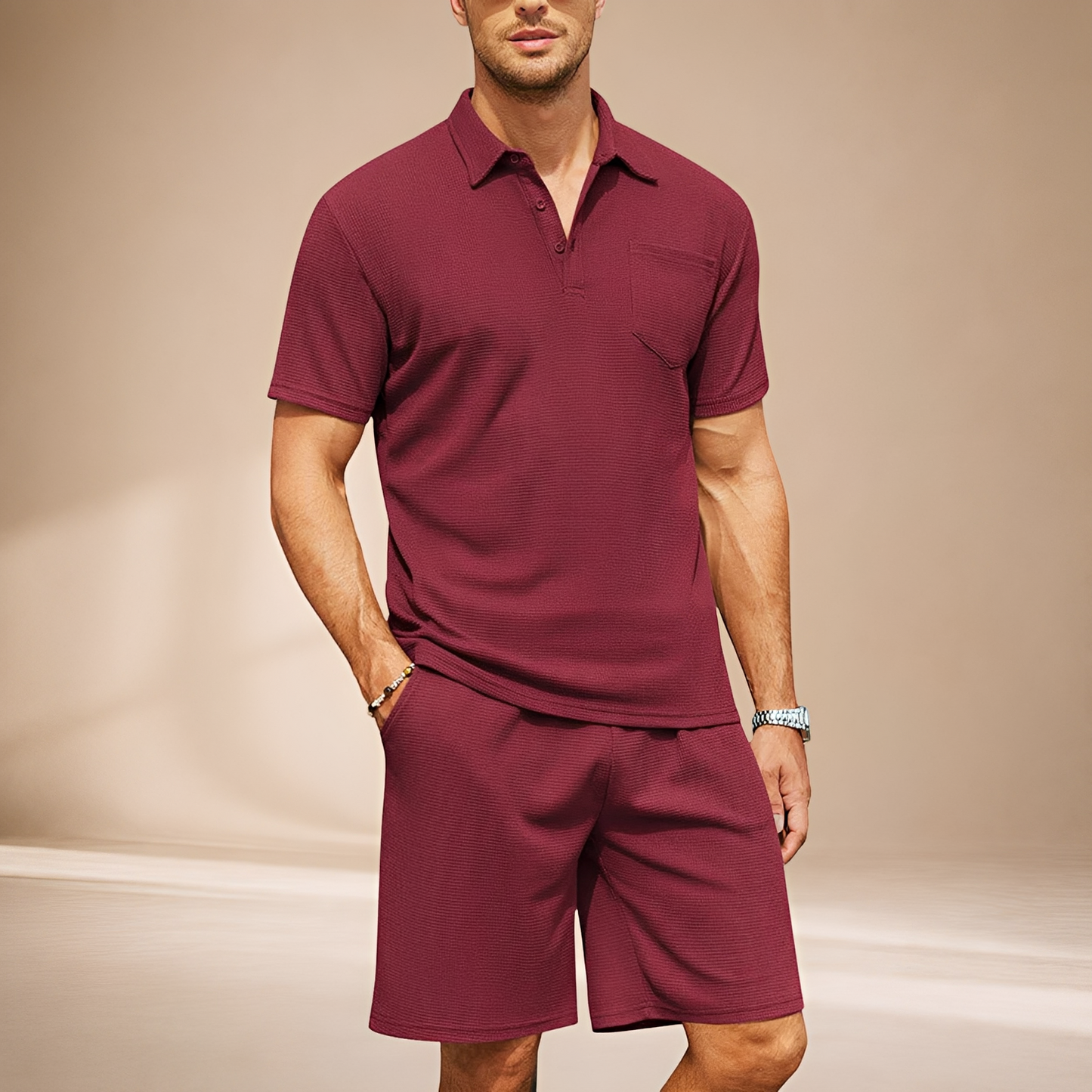 Barry - Casual Waffle Polo Set