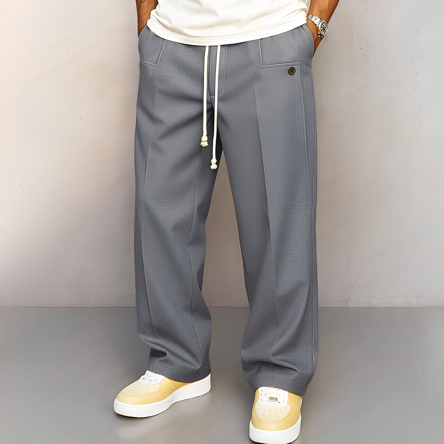 Kevin - Straight-cut, Casual Wide-leg Pants for Men