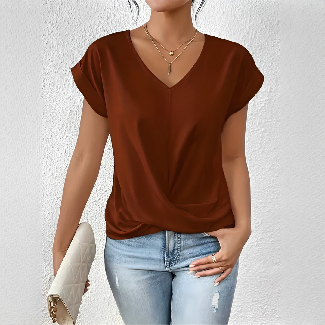 Velanie - Casual V-Neck T-Shirt
