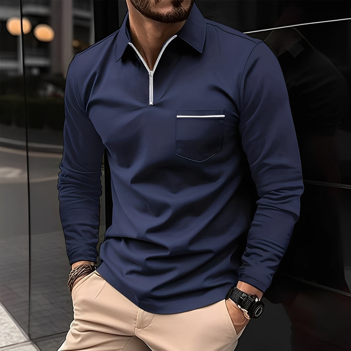 Florent - Stylish Long-Sleeved Polo Shirt