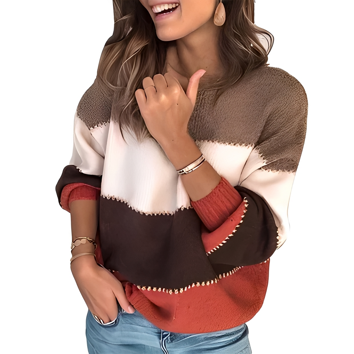 Aubrie - Warm and stylish striped sweater