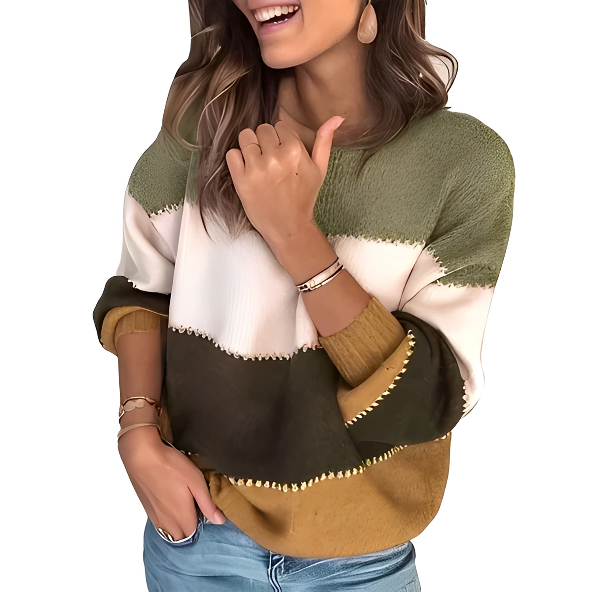 Aubrie - Warm and stylish striped sweater