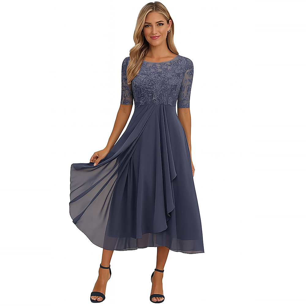 Ximena - Elegant Women's Dress with Lace to the Knee
