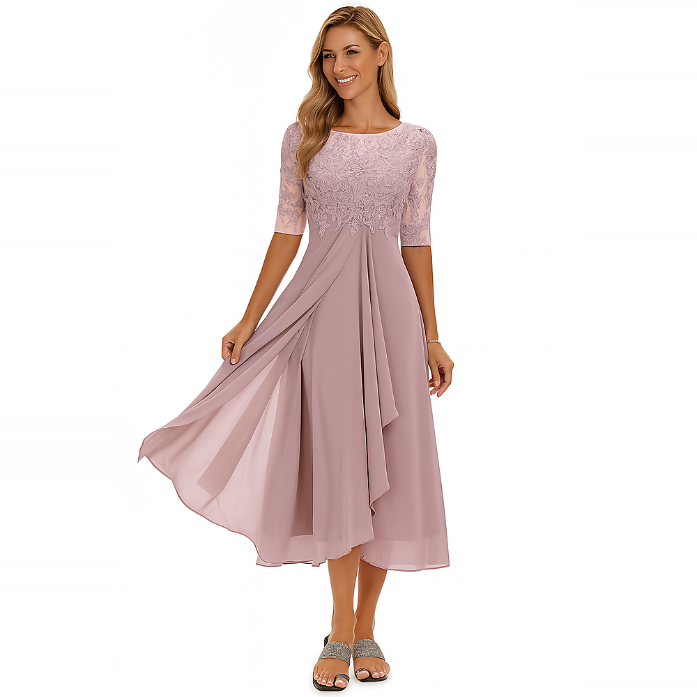 Ximena - Elegant Women's Dress with Lace to the Knee