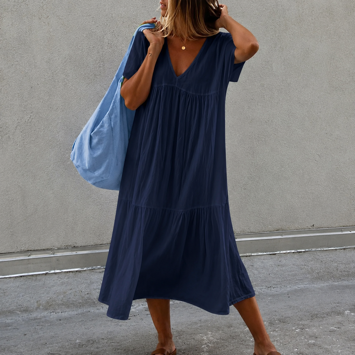 Deanna - Versatile and Comfortable V-Neck Casual Dress