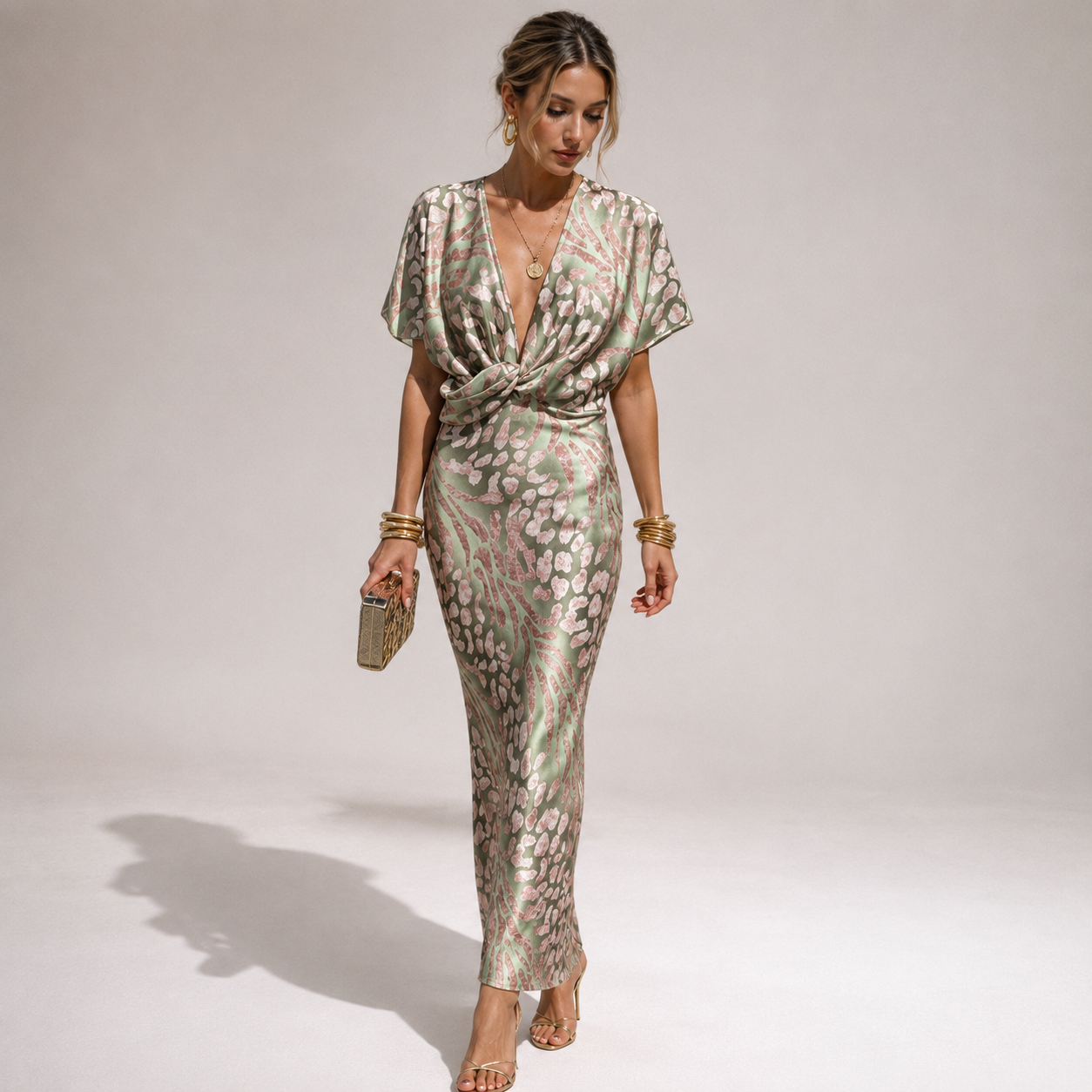 Teodora - Glamorous V-Neck Maxi Dress for Women