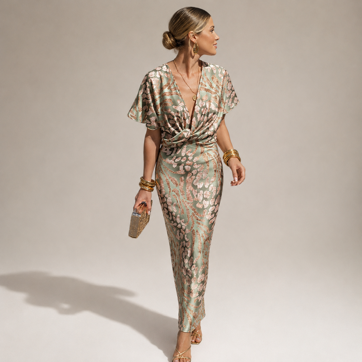 Teodora - Glamorous V-Neck Maxi Dress for Women
