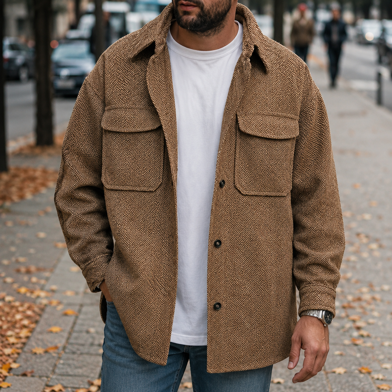 Finn - Casual men's overshirt with button placket