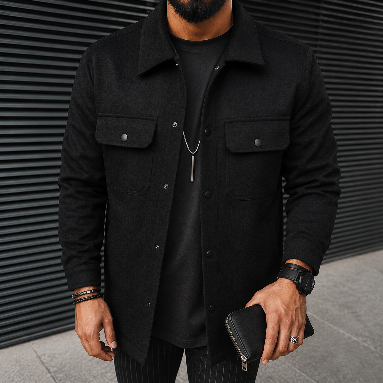 Finn - Casual men's overshirt with button placket