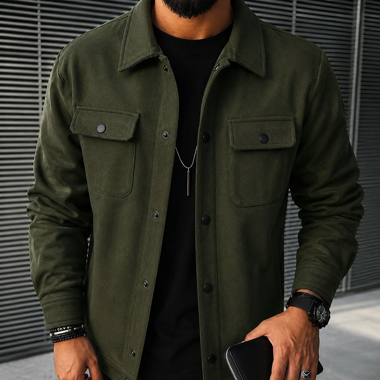 Finn - Casual men's overshirt with button placket