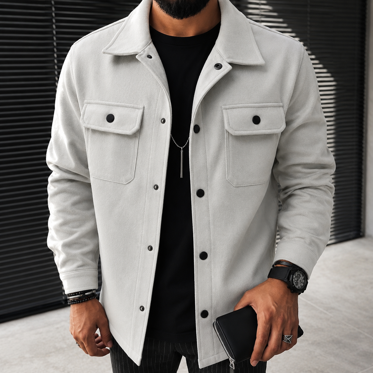 Finn - Casual men's overshirt with button placket