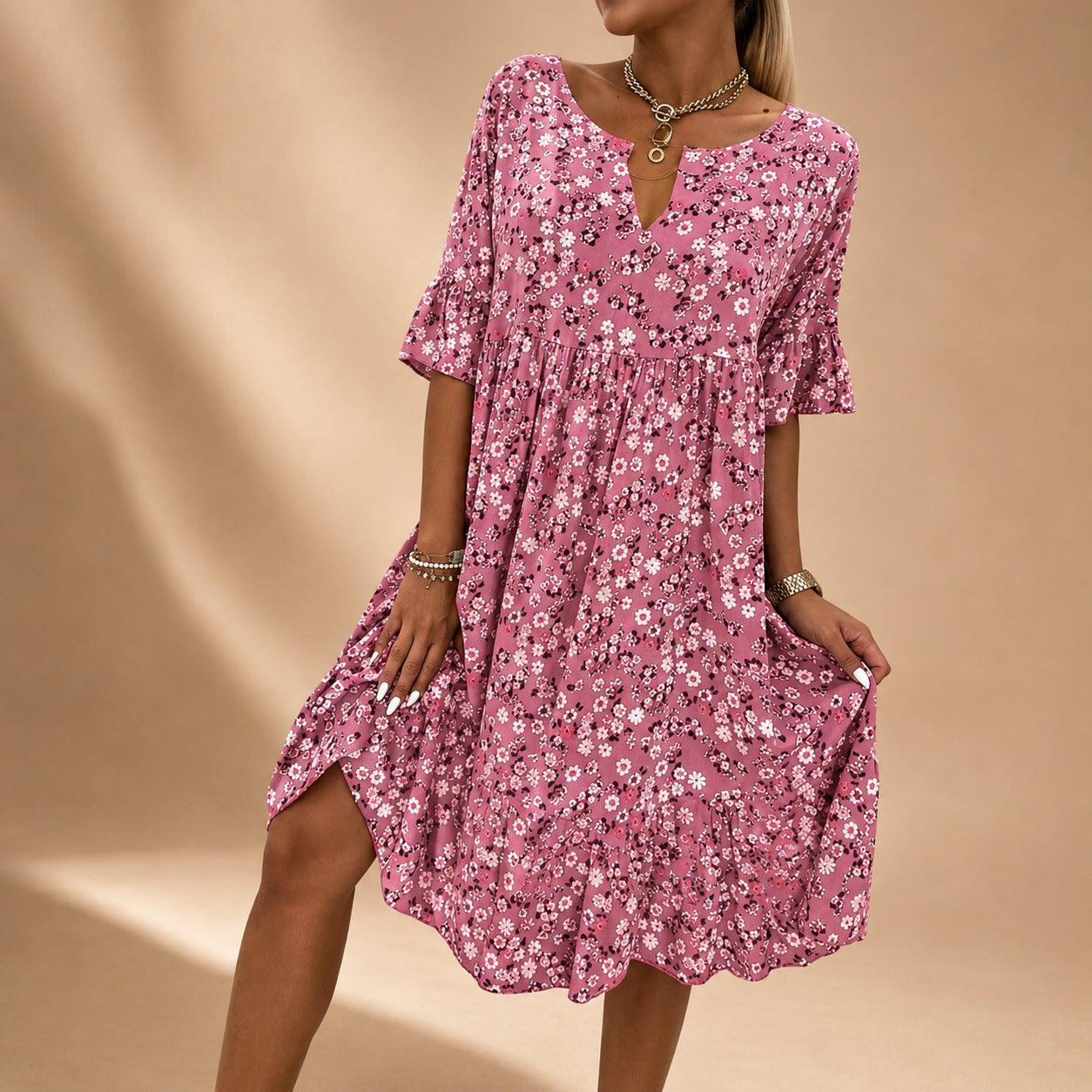 Lilian - Elegant Floral Flowy Dress