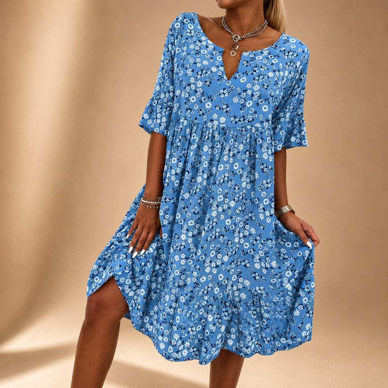 Lilian - Elegant Floral Flowy Dress