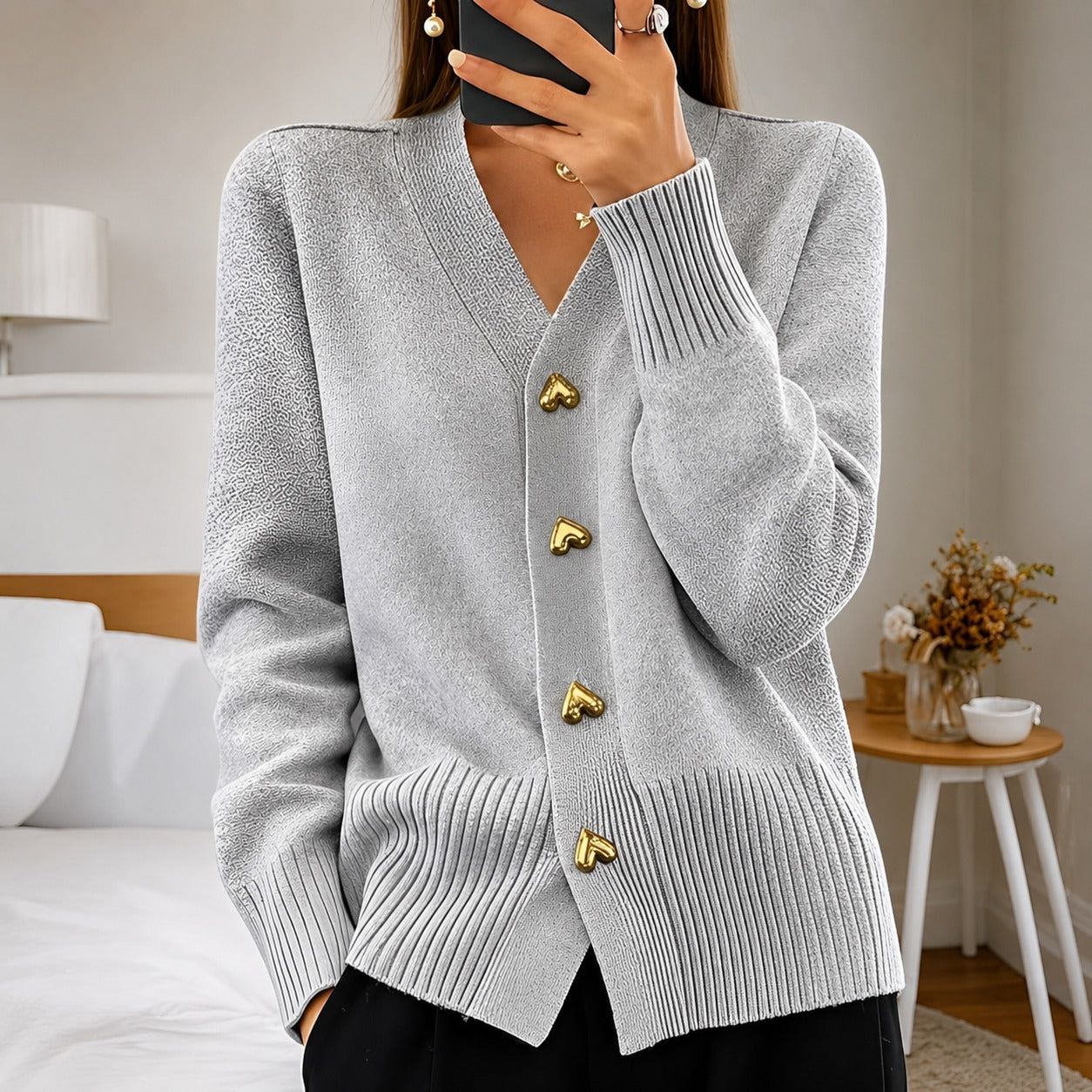 Annalee - Stylish Jacket with Heart Buttons
