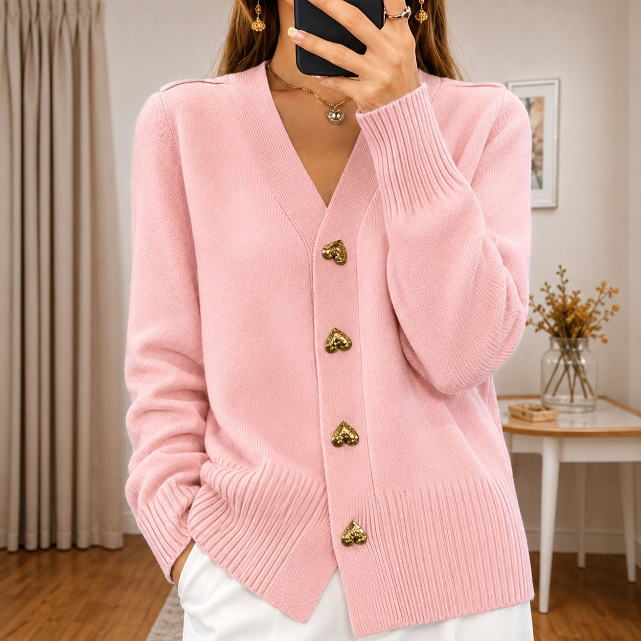 Annalee - Stylish Jacket with Heart Buttons