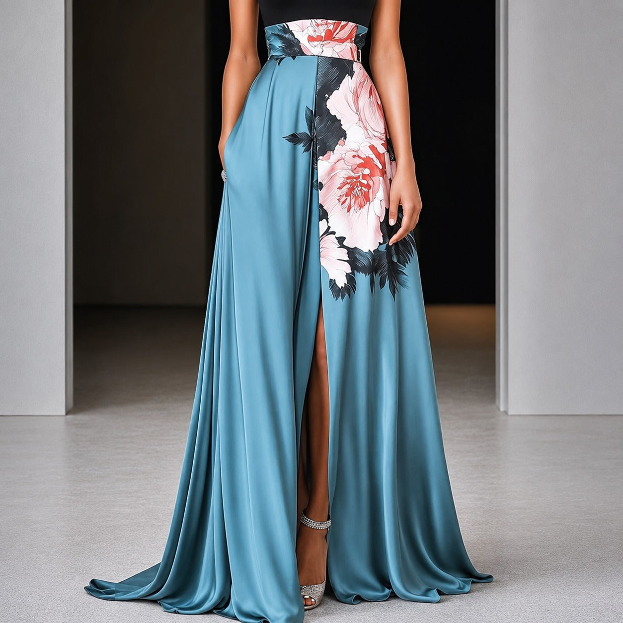 Annie - Sleeveless Floral Long Dress