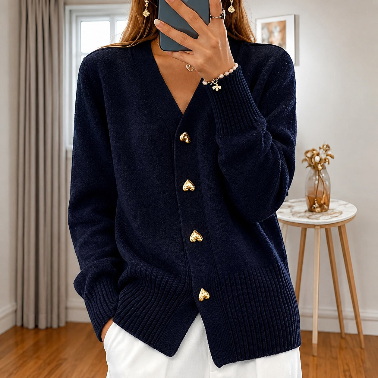 Annalee - Stylish Jacket with Heart Buttons