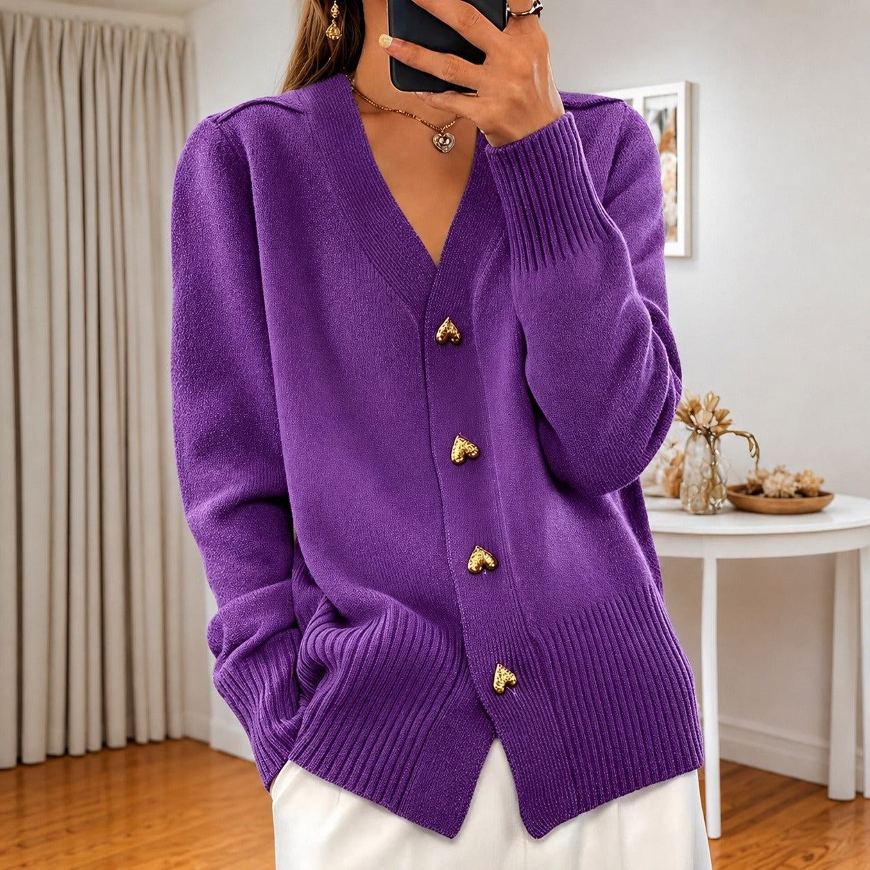Annalee - Stylish Jacket with Heart Buttons
