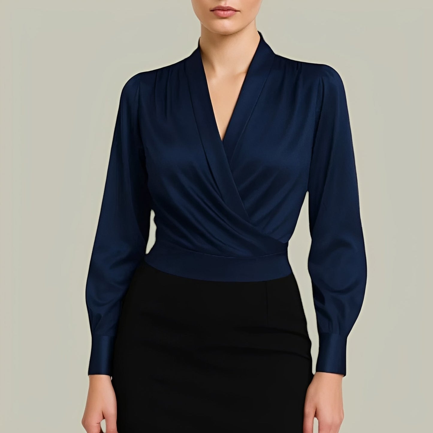 Livia - Stylish Long Sleeve Wrap Blouse