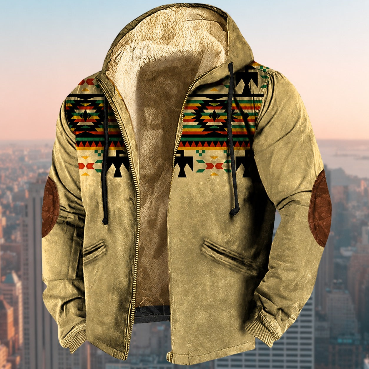 Laszlo - Hooded jacket with tribal pattern for men
