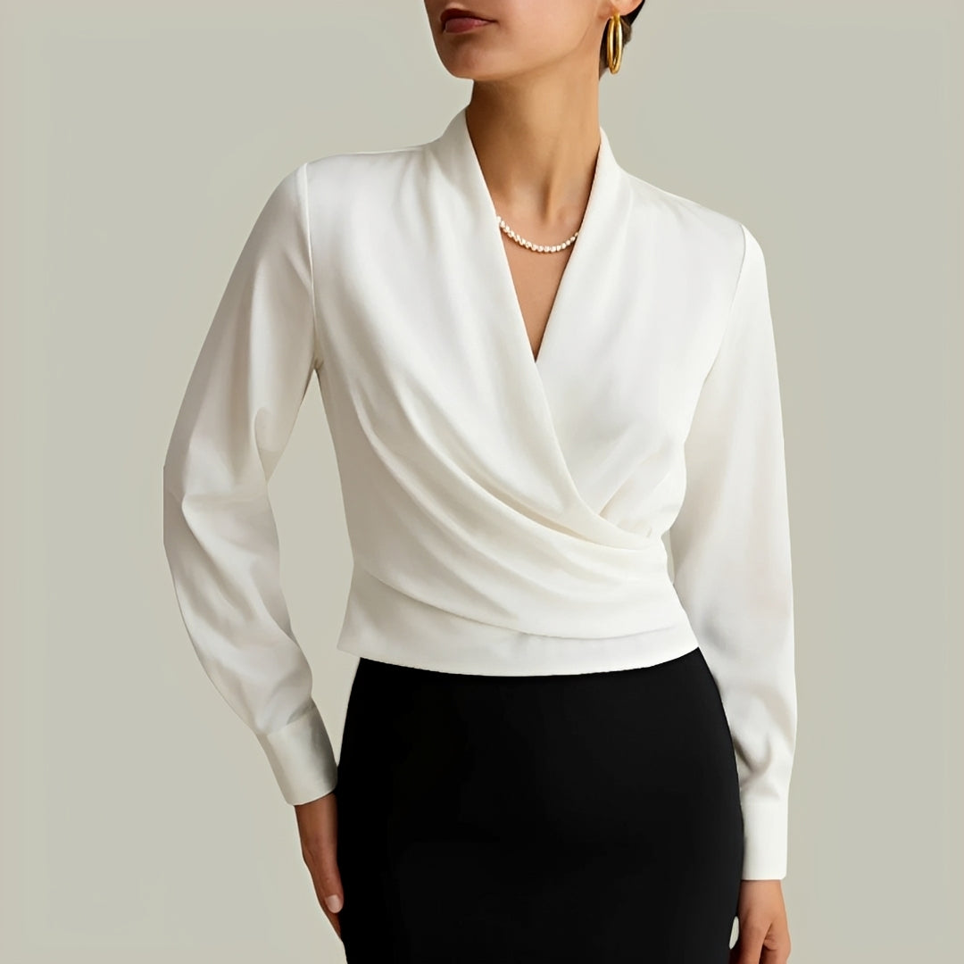 Livia - Stylish Long Sleeve Wrap Blouse