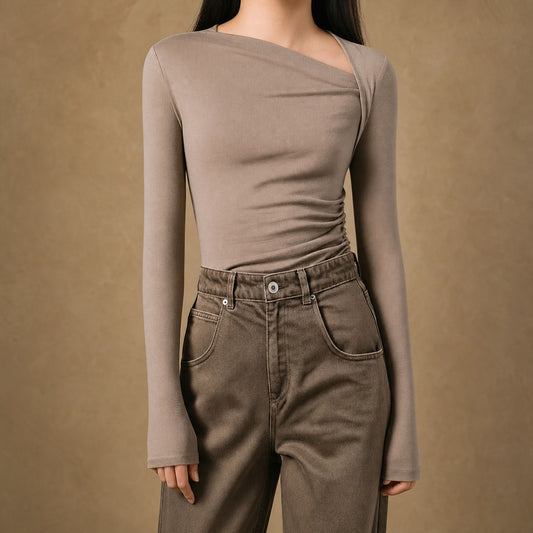 Selina - Casual Asymmetrical Long Sleeve Shirt